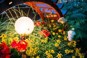 Decorative Small Garden Light, Lanterns In Flower Bed In Green F